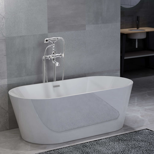 vidaXL Fristående badkar och blandare 220 L 99,5 cm silver