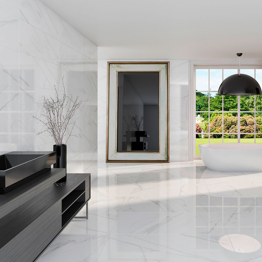 Marmor Kakel Florens Carrara Vit Blank 30x90 cm