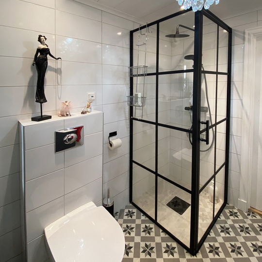 Duschhörna 80cm | Industridesign | 6mm säkerhetsglas