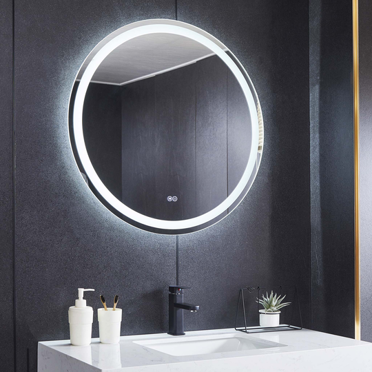 Rund badrumsspegel 80cm - LED-belysning, anti-fog och dimmer