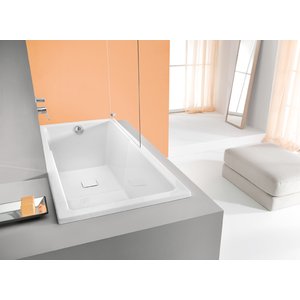 Badkar Rektangulär med duschzon för inbyggnad - Space Line | Djup 48cm - Bubbelbadkar & massagebadkar, Badkar