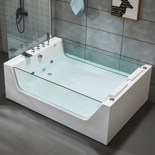 Stort bubbelbadkar för två 170x120cm | Med glassidor | BK-007