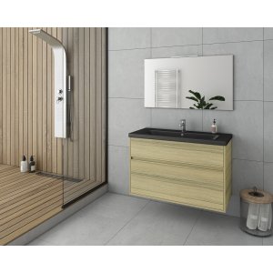 Badrumsmöbler Instinct 100 - Natural Oak med spegel - Badrumspaket, Badrumsmöbler