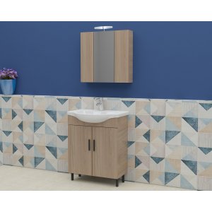 Badrumsmöbler Luna 65 - Beige med spegelskåp - Badrumspaket, Badrumsmöbler