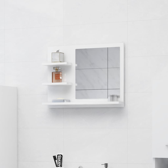 vidaXL Badrumsspegel vit högglans 60x10,5x45 cm konstruerat trä