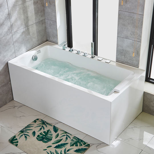 Massagebadkar 150x75cm | Nackkudde | Stilren design | BK-002 Höger
