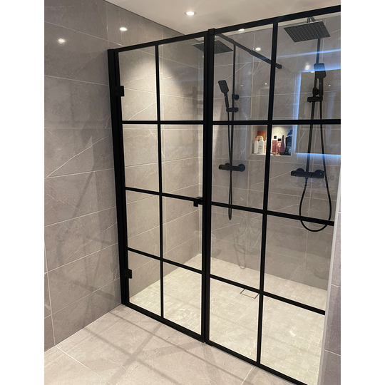 Duschvägg 180cm | Svart industridesign