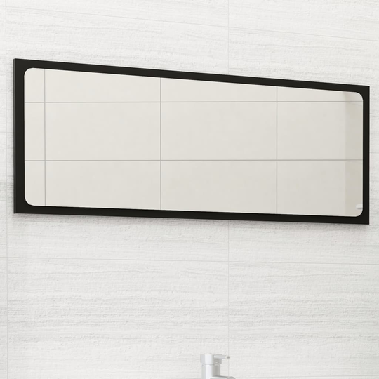 vidaXL Badrumsspegel svart 90x1,5x37 cm spånskiva