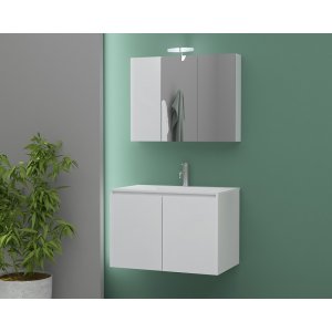 Badrumsmöbler Verona 60 - Vitt med spegelskåp - Badrumspaket, Badrumsmöbler