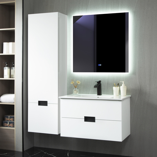Badrumspaket | Kommod 100cm | Sidoskåp & LED-spegel