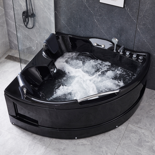 Bubbelbadkar för två med värmare | 150x150cm | BK-005V | Svart