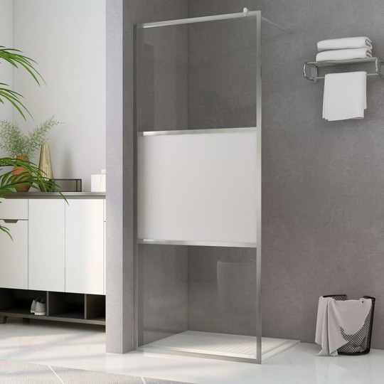 vidaXL Duschvägg med halvfrostat ESG-glas 140x195 cm