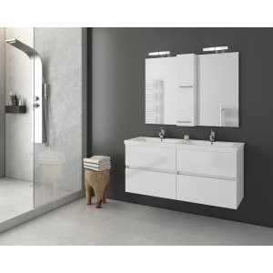 Badrumsmöbler Luxus 120 - Vitt med spegelskåp - Badrumspaket, Badrumsmöbler