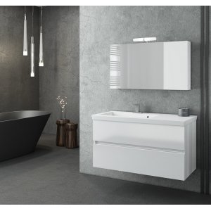 Badrumsmöbler Luxus 100 - Vitt med spegelskåp - Badrumspaket, Badrumsmöbler