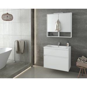 Badrumsmöbler Instinct 80 - Vitt med spegelskåp - Badrumspaket, Badrumsmöbler