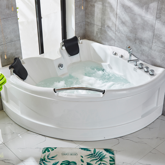 Bubbelbadkar med värmare 150x150cm | För 2 personer | BK-005V | Vit