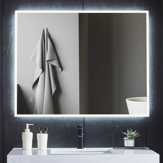 Badrumsspegel 80x100cm - LED-belysning och anti-fog