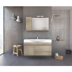 Badrumsmöbler Senso 105 - Träfärgat med spegelskåp - Badrumspaket, Badrumsmöbler