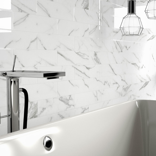Marmor Kakel New York Vit Blank 7.5x30 cm