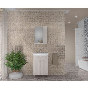 Badrumsmöbler Imola 55 - Vit/Beige med spegelskåp - Badrumspaket, Badrumsmöbler