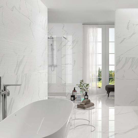 Marmor Kakel Alvalade Wall Vit Matt-Relief 33x100 cm
