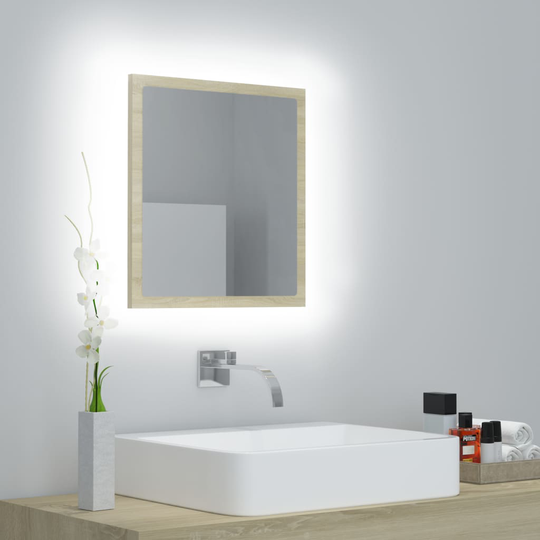 vidaXL Badrumsspegel med LED sonoma-ek 40x8,5x37 cm spånskiva