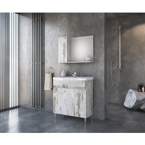 Badrumsmöbler Trend 75 - Wood Rust-färgat med spegelskåp - Badrumspaket, Badrumsmöbler