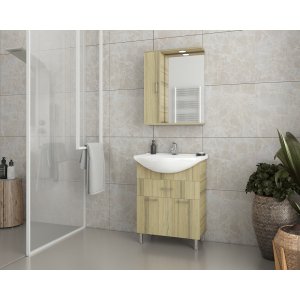 Badrumsmöbler Ritmo 65 - Natural Oak med spegelskåp - Badrumspaket, Badrumsmöbler
