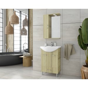 Badrumsmöbler Ritmo 55 - Natural Oak med spegelskåp - Badrumspaket, Badrumsmöbler