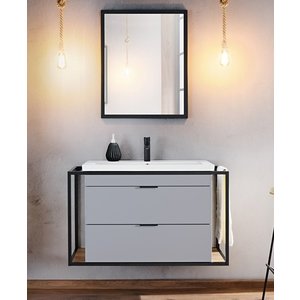 Badrumsmöbler Manhattan 100 cm - Tvättställ med spegel - Badrumspaket, Badrumsmöbler