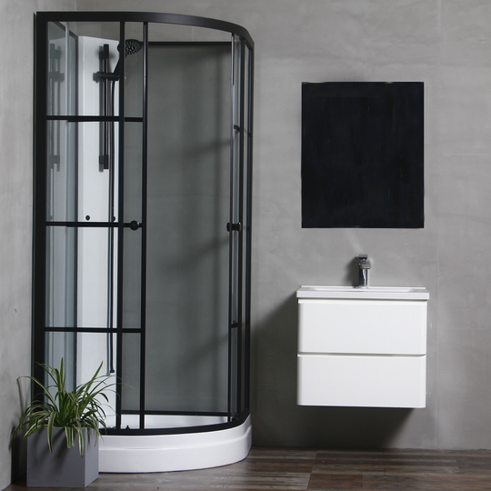 Duschkabin Bathlife Betrakta 80x80 Svart/Vit