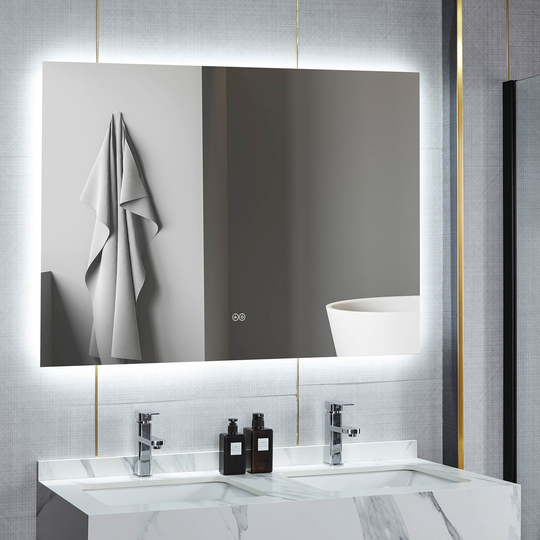 Stor spegel 120x100cm med LED-belysning och anti-fog-funktion
