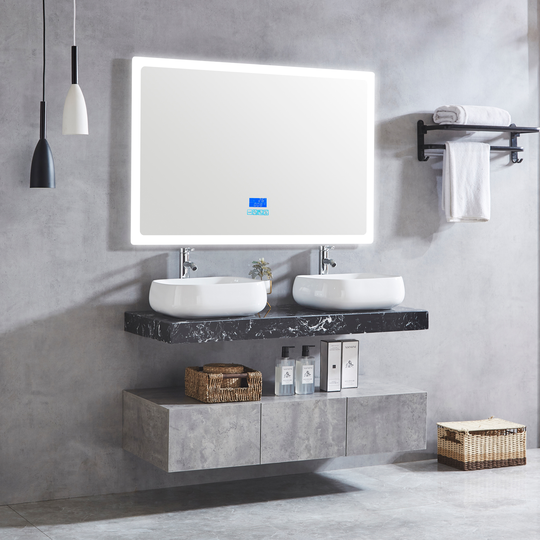 Badrumspaket marmor 120cm | Dubbelhandfat | LED-spegel